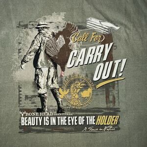 Cabela’s Call For Carry Out Bone Head Outfitters Men’s Medium Shirt Green Turkey